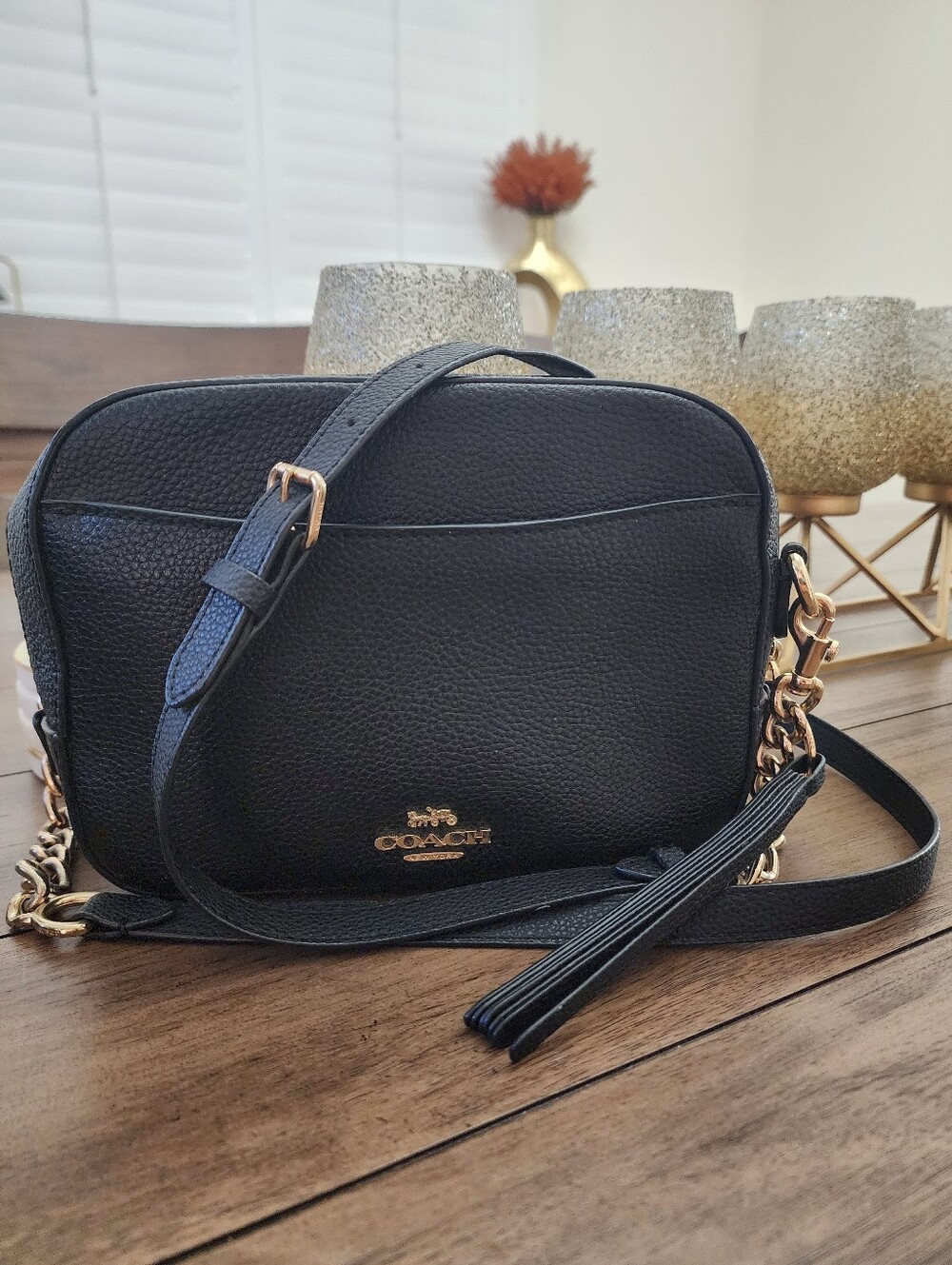 COACH Black Pebbled Leather Crossbody Bag